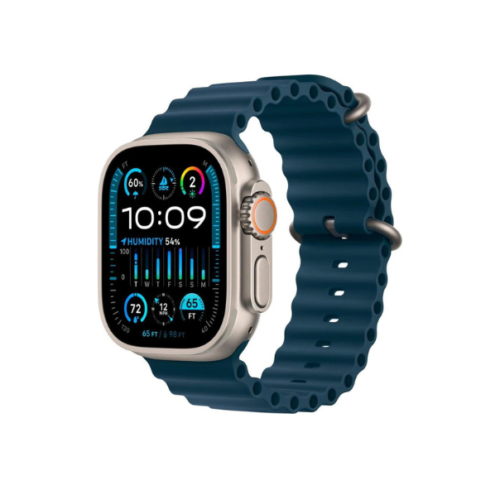 Rent to own this Blue Ocean Band, Titanium Case, Apple Watch Ultra 2. It's 49mm size face makes viewing and display clear and easy. Use its GPS and Cellular functions to call your family and friends, plus enjoy in all places and distances from your other smart devices.