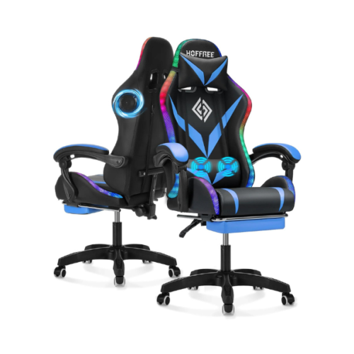 Play for hours with a high-tech HOFFREE Gaming Chair includes LED Lights plus Massage to make your video game experience unique and comfortable.
