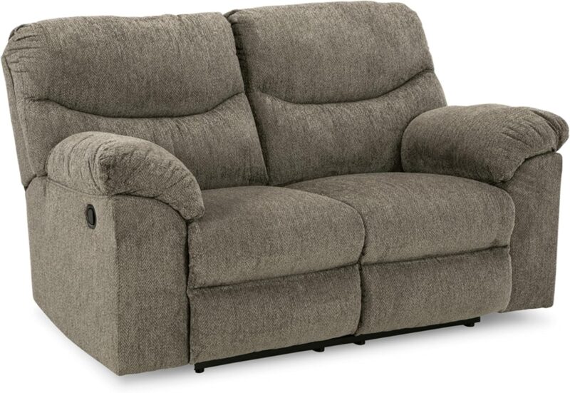 Signature Design by Ashley Alphons Transitional Tufted Reclining Loveseat, Light Gray Rental/OTB*